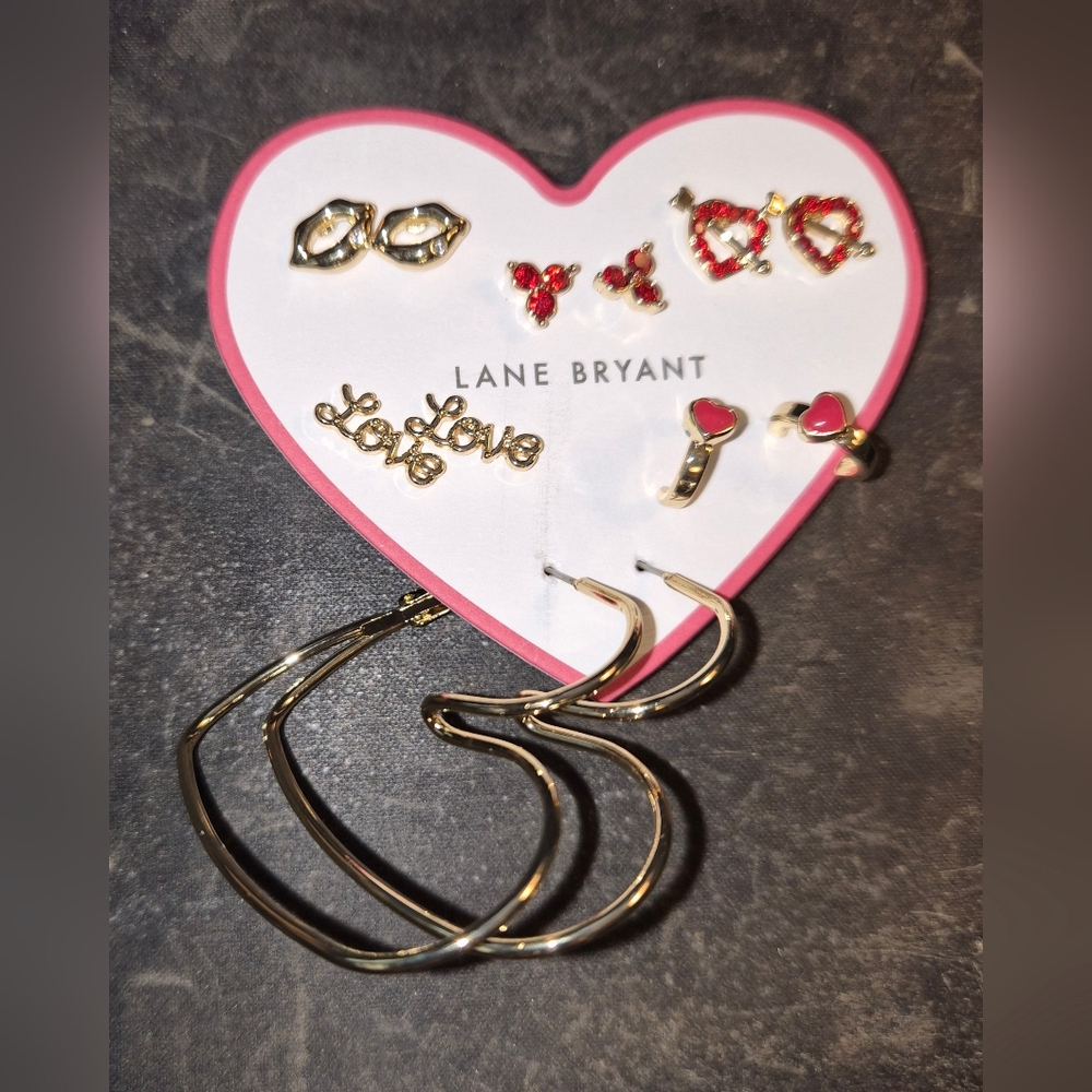 Lane Bryant Gold and Red HEART VALENTINE  Jewelry Set